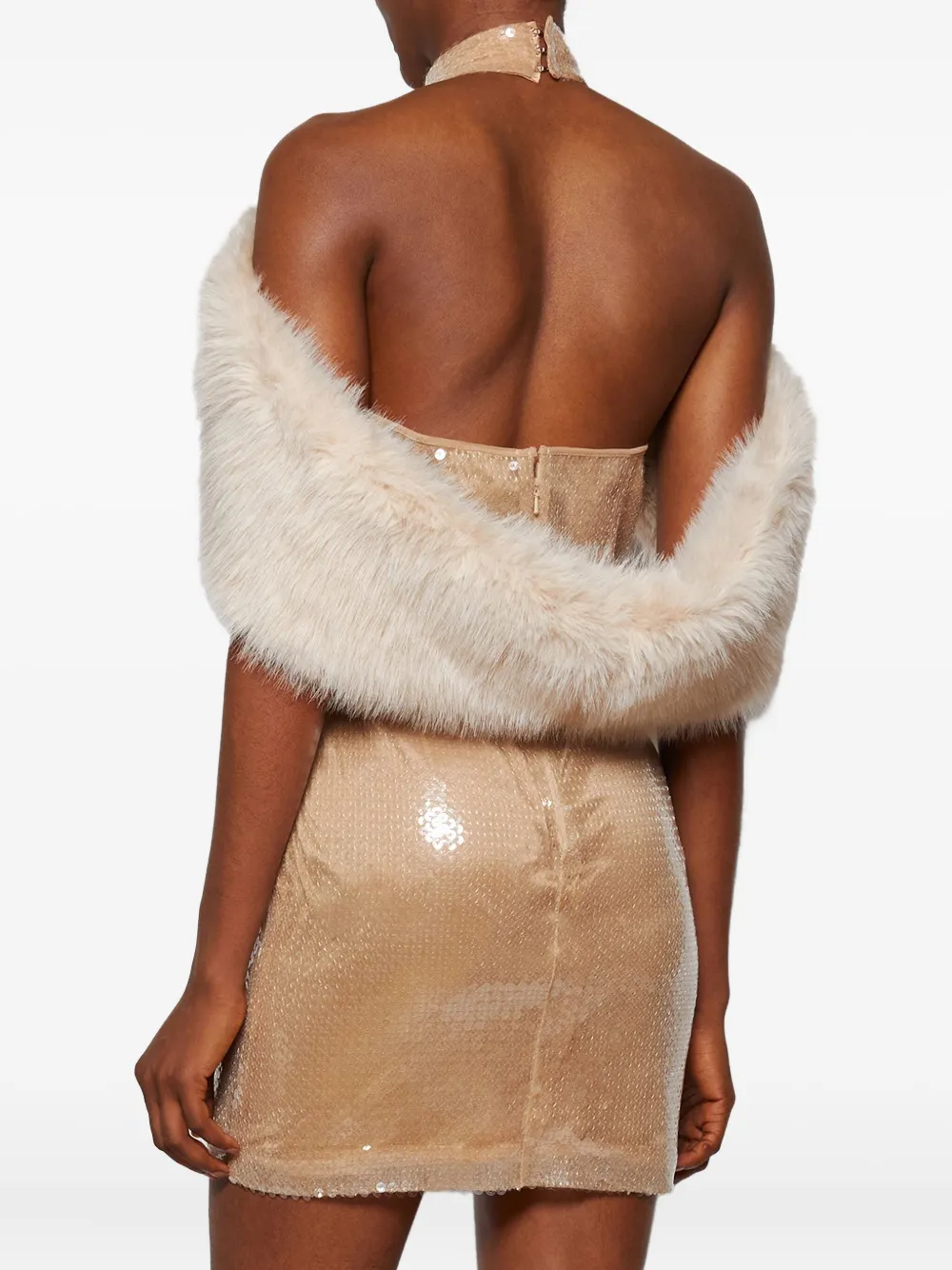 David Koma Mini-jurk van imitatiebont en pailletten Beige