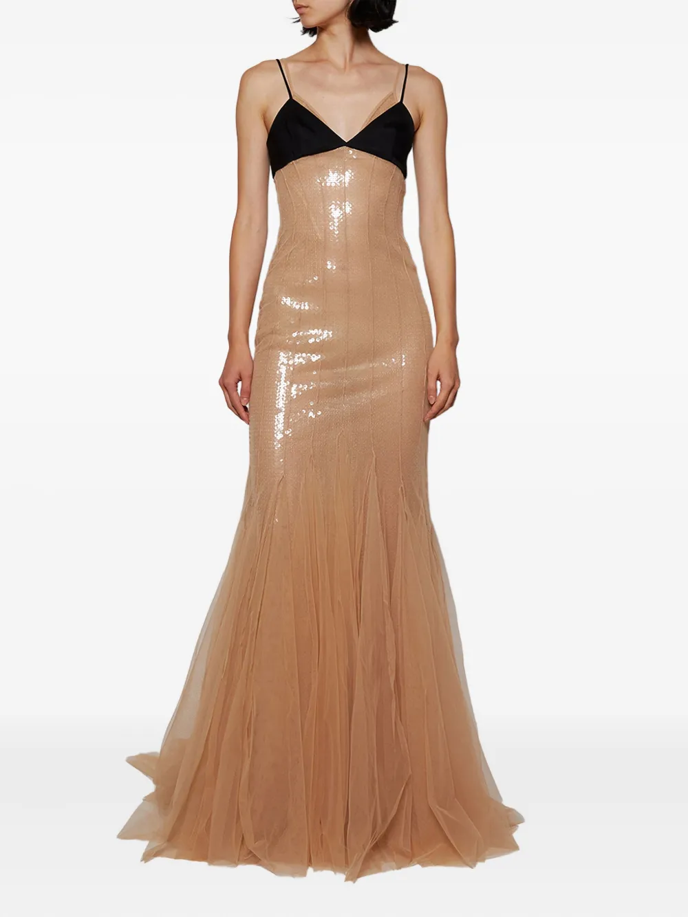 David Koma Sequinned Gown In Multi
