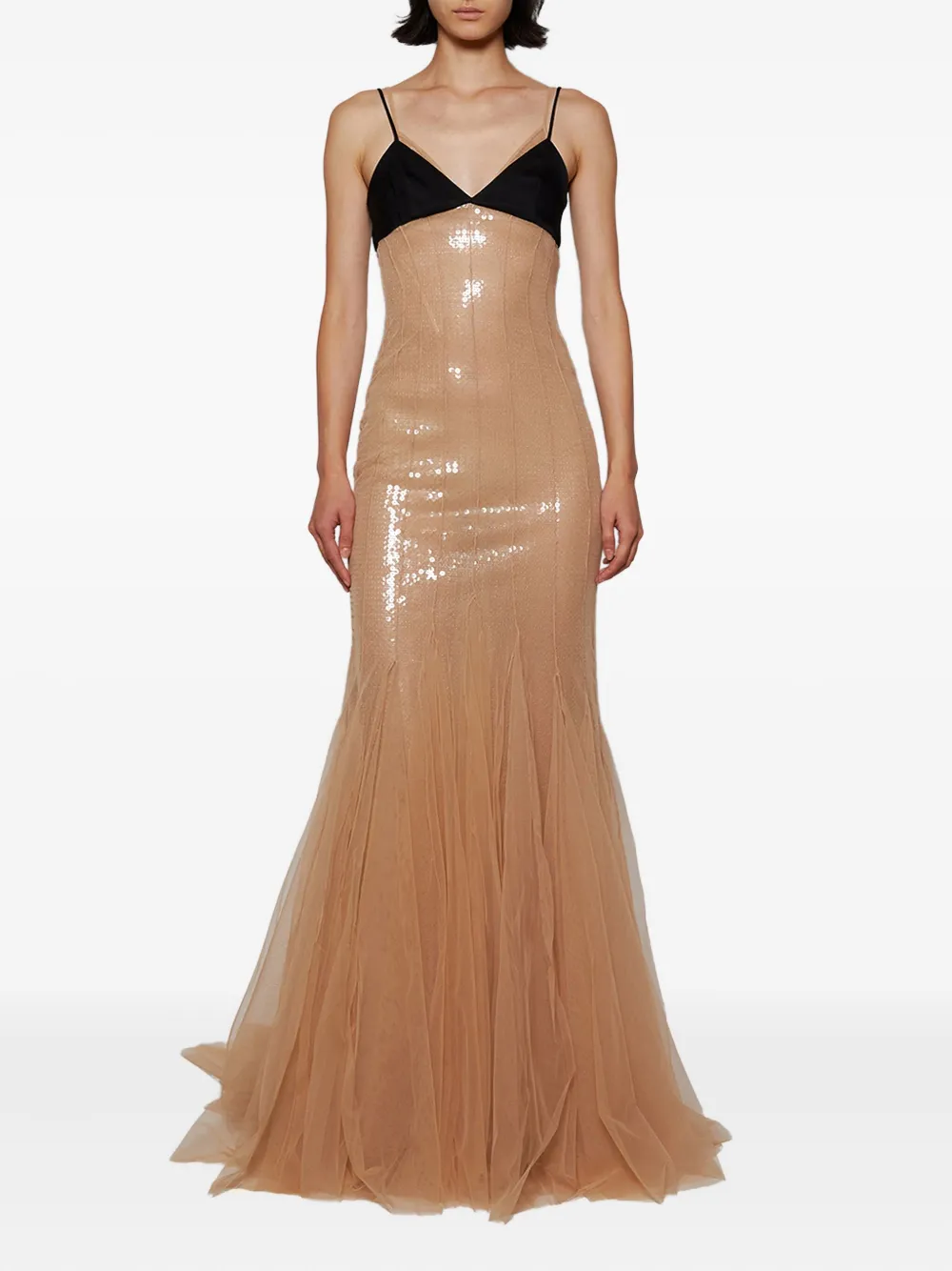 David Koma Sequinned Gown In Multi
