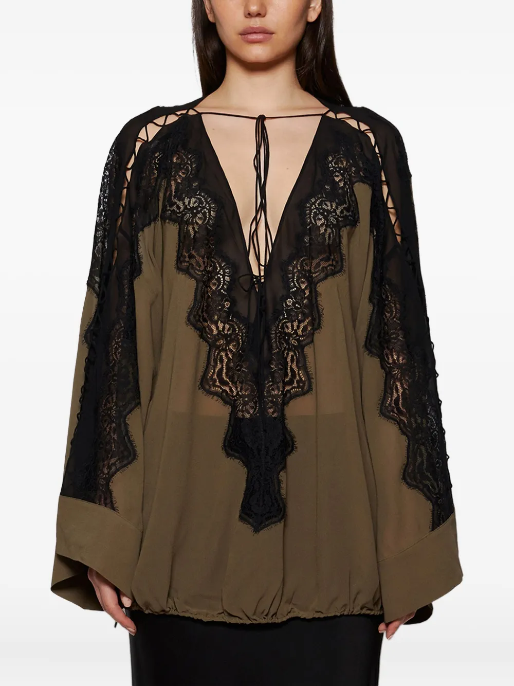 Christopher Esber lace-paneled tunic | Brown | Image 1