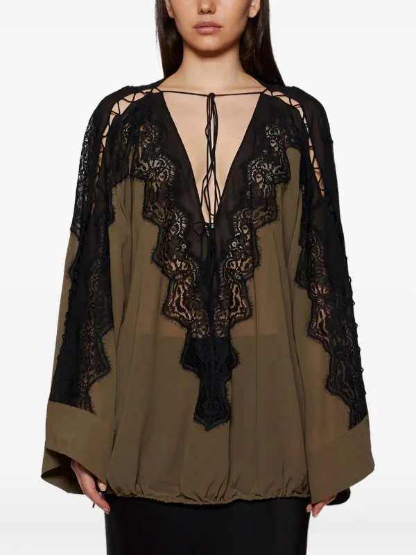 Christopher Esber Lace-paneled Tunic in Brown
