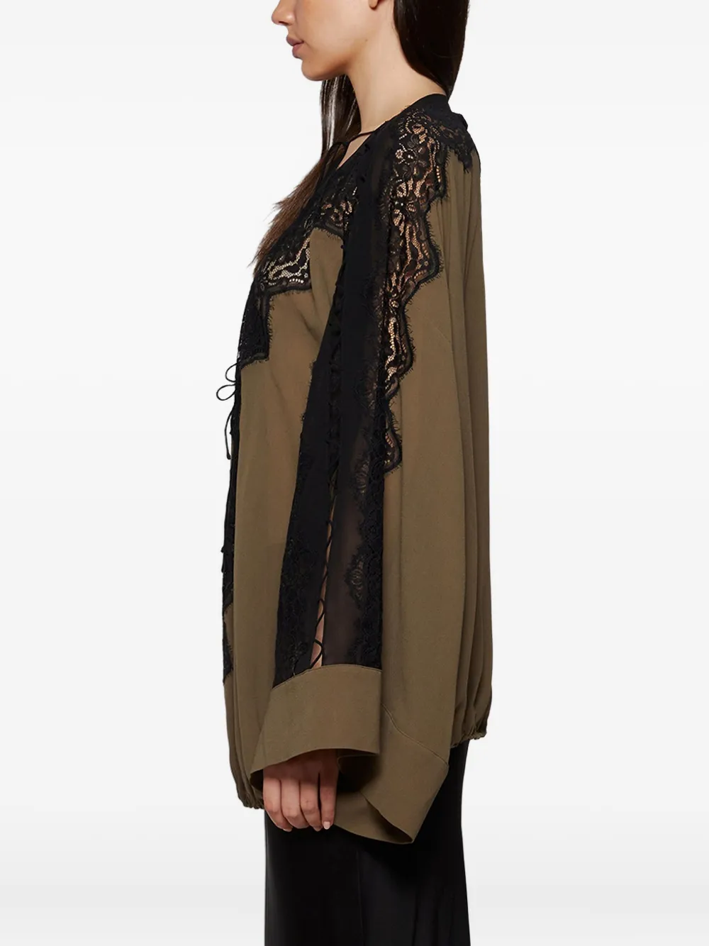 Christopher Esber Tuniek met kanten vlakken Bruin