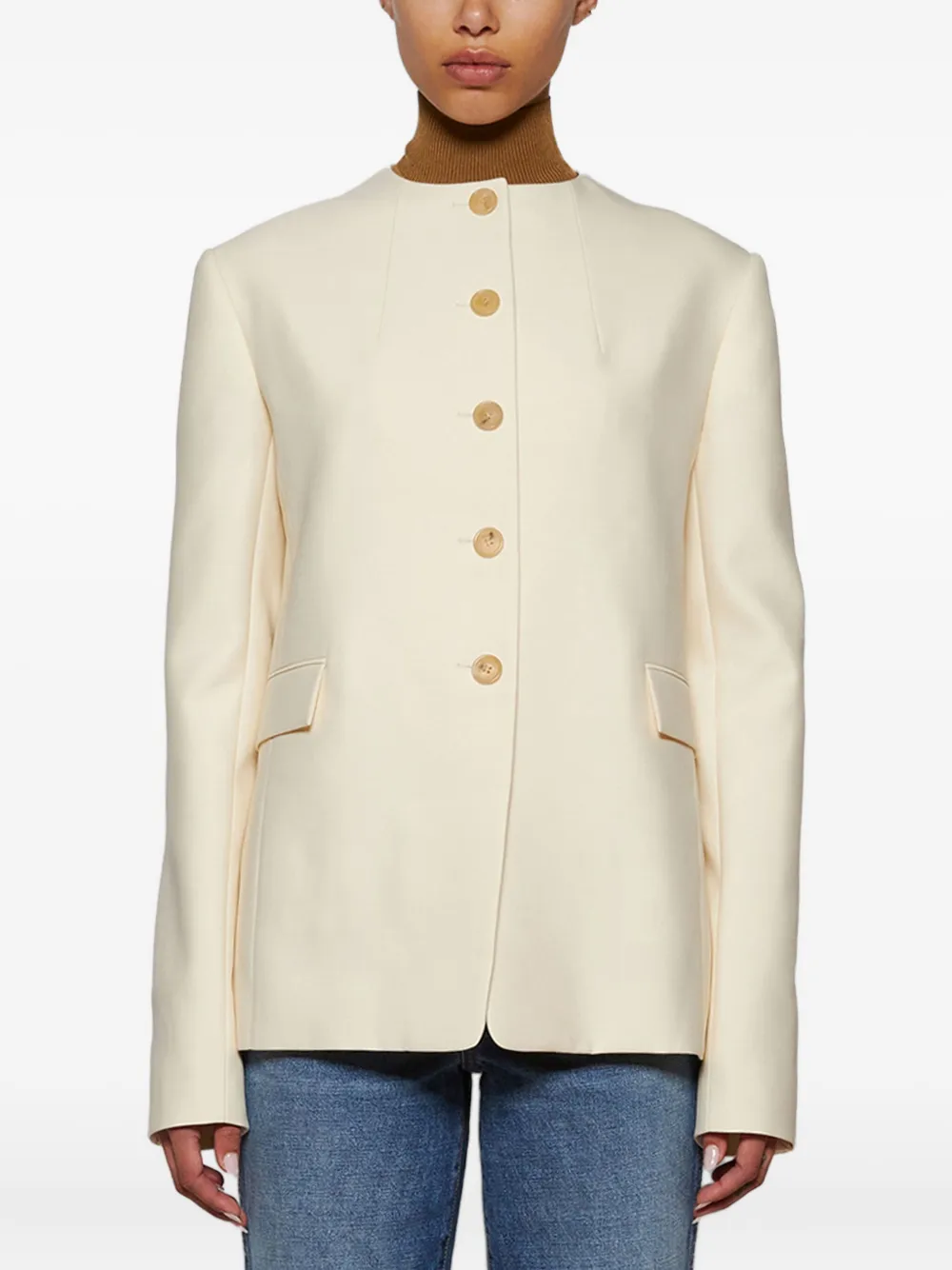 Khaite Jameson Wool And Silk-blend Jacket In Neutral