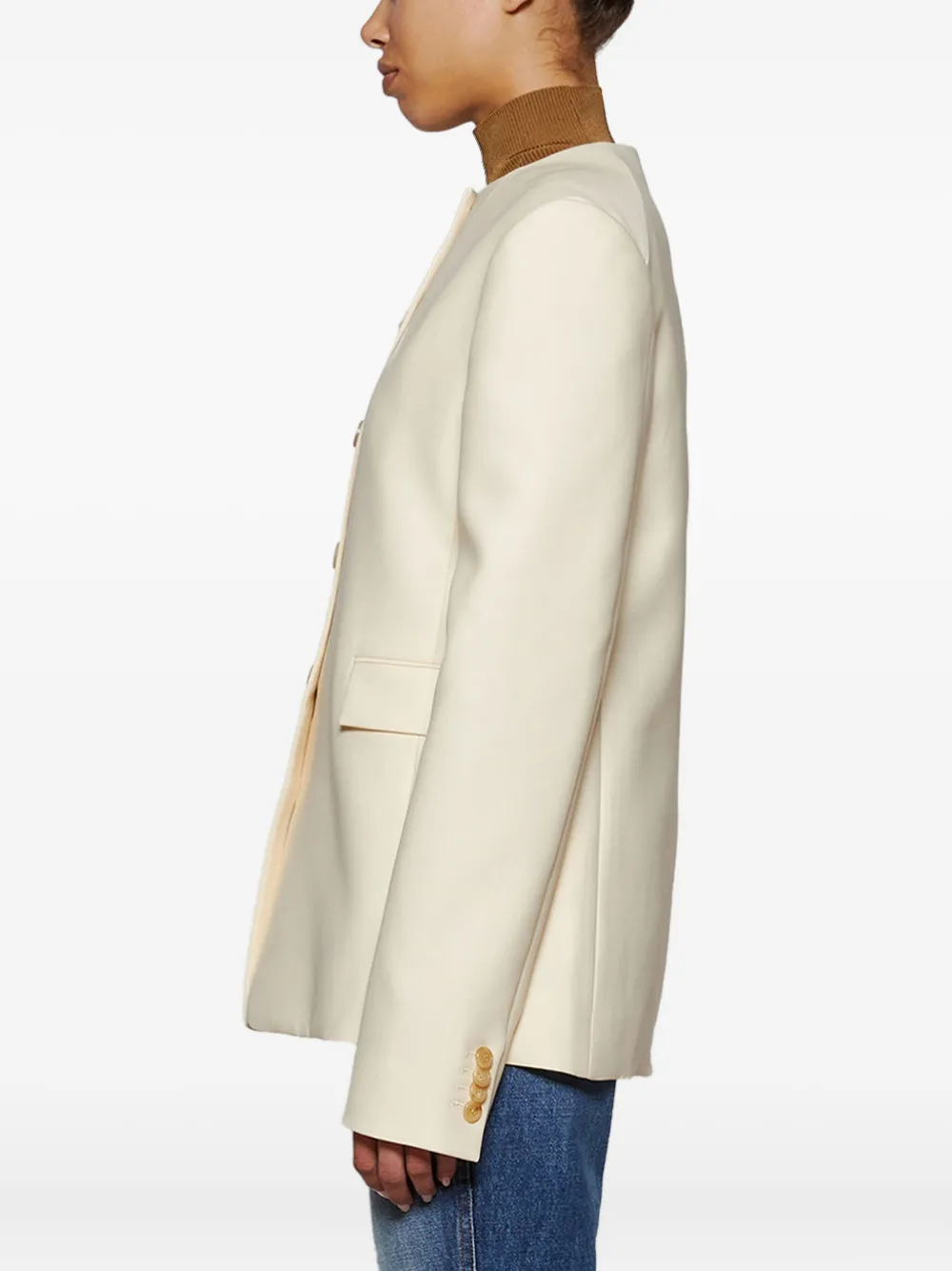 Khaite Jameson Wool And Silk-blend Jacket In Neutral
