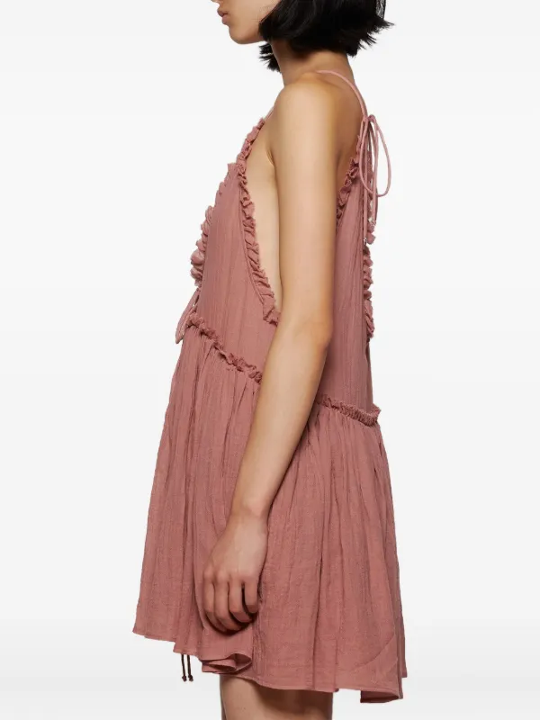 knee length dresses for ladies Audrey Tie-Back Ruffle Mini Dress White from Papermoon exclusive at –  Urbanheer main image 0