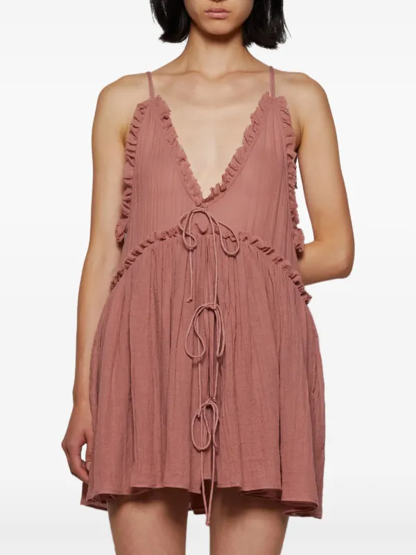 Attico Ruffled Tie Mini Dress - Pink
