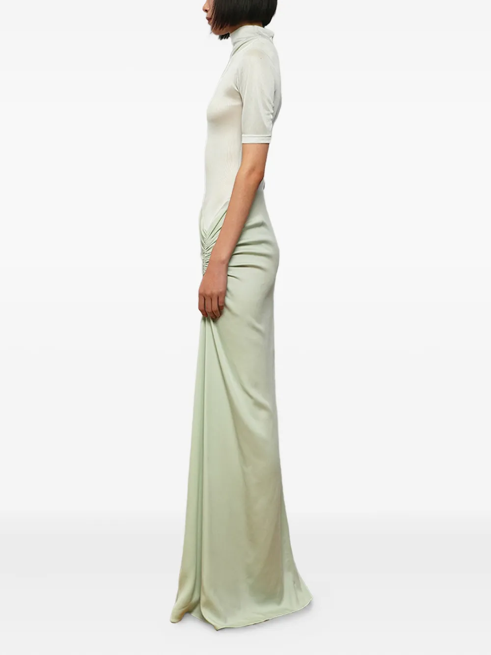 Christopher Esber Fusion Ruched Tee Gown Maxi Dress In Green