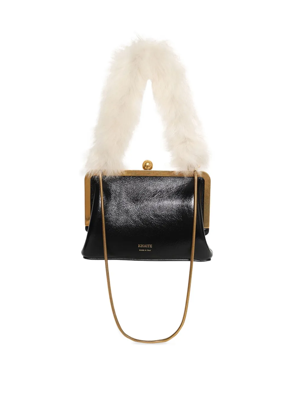 Khaite Small Lilith Shearling-strap Shoulder Bag In Black