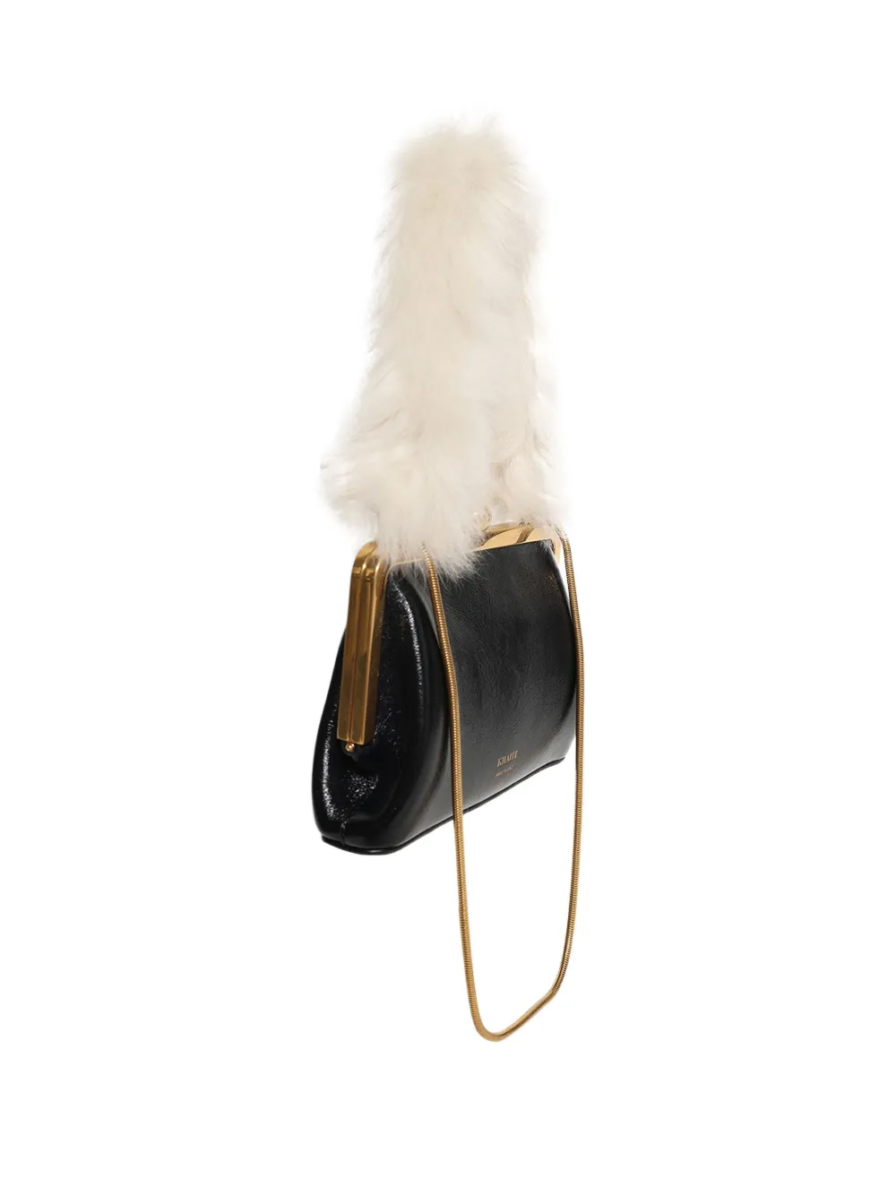 Khaite Small Lilith Shearling-strap Shoulder Bag In Black