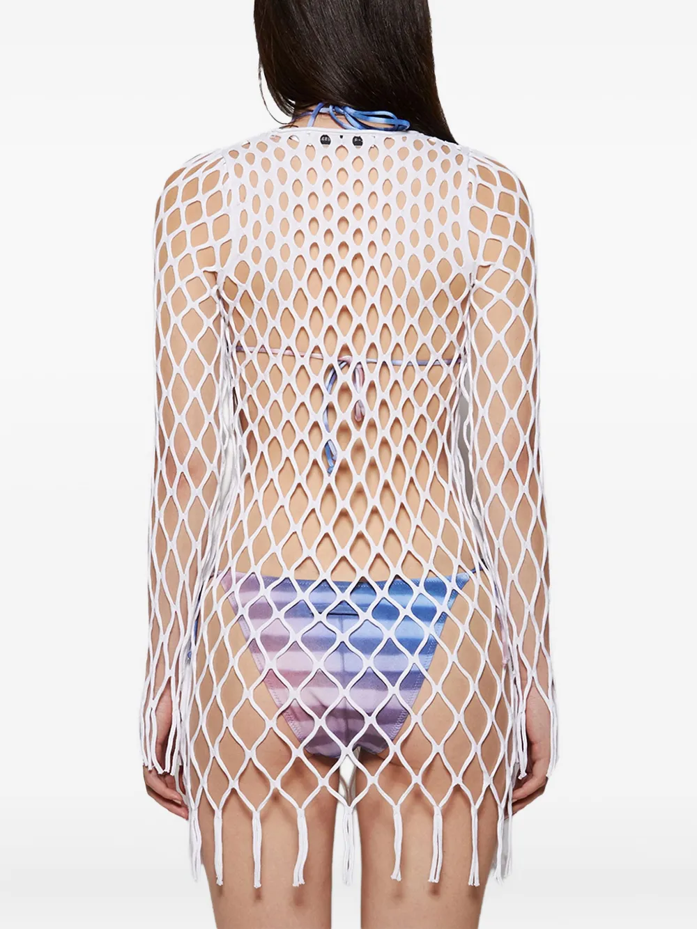 Christopher Esber Mini-jurk met mesh franje Wit
