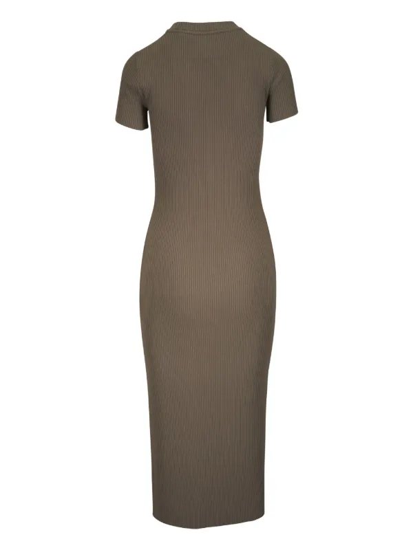 Vince Ribbed Midi Dress | Green | FARFETCH SG
