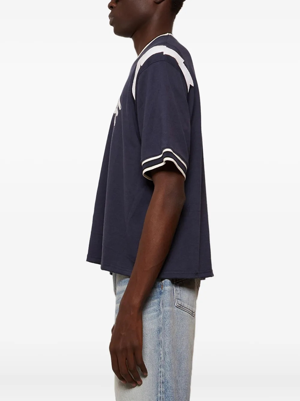 RHUDE logo-detail baseball T-shirt Blauw