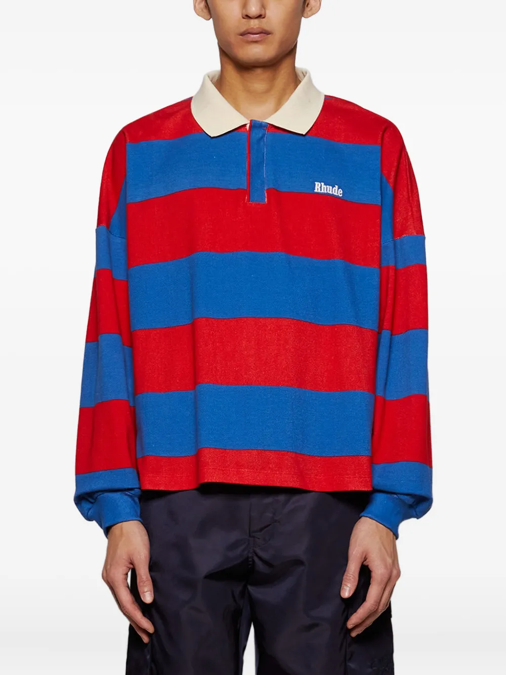 RHUDE Gestreept piqué poloshirt Rood