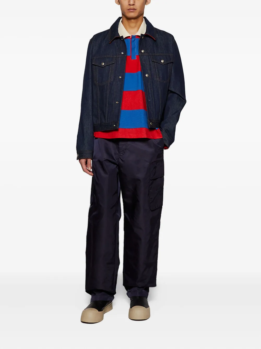 RHUDE Gestreept piqué poloshirt - Rood