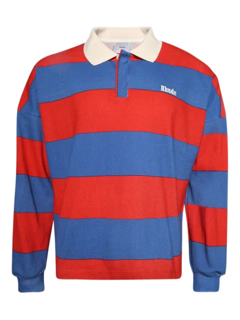 RHUDE striped-pattern pique polo shirt