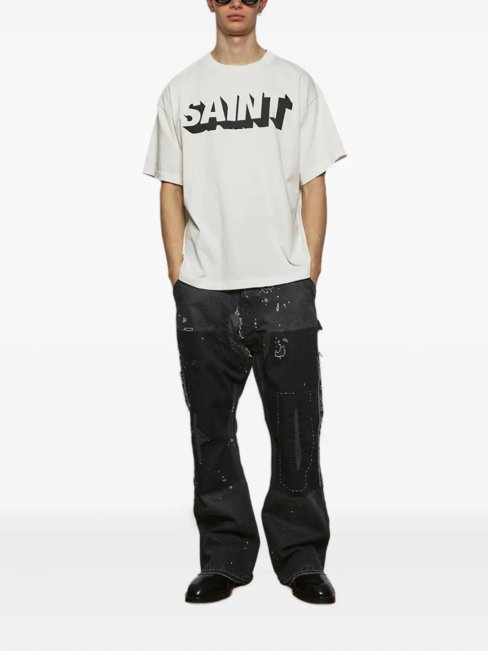 SAINT MXXXXXX logo-print short-sleeve T-shirt - Beige