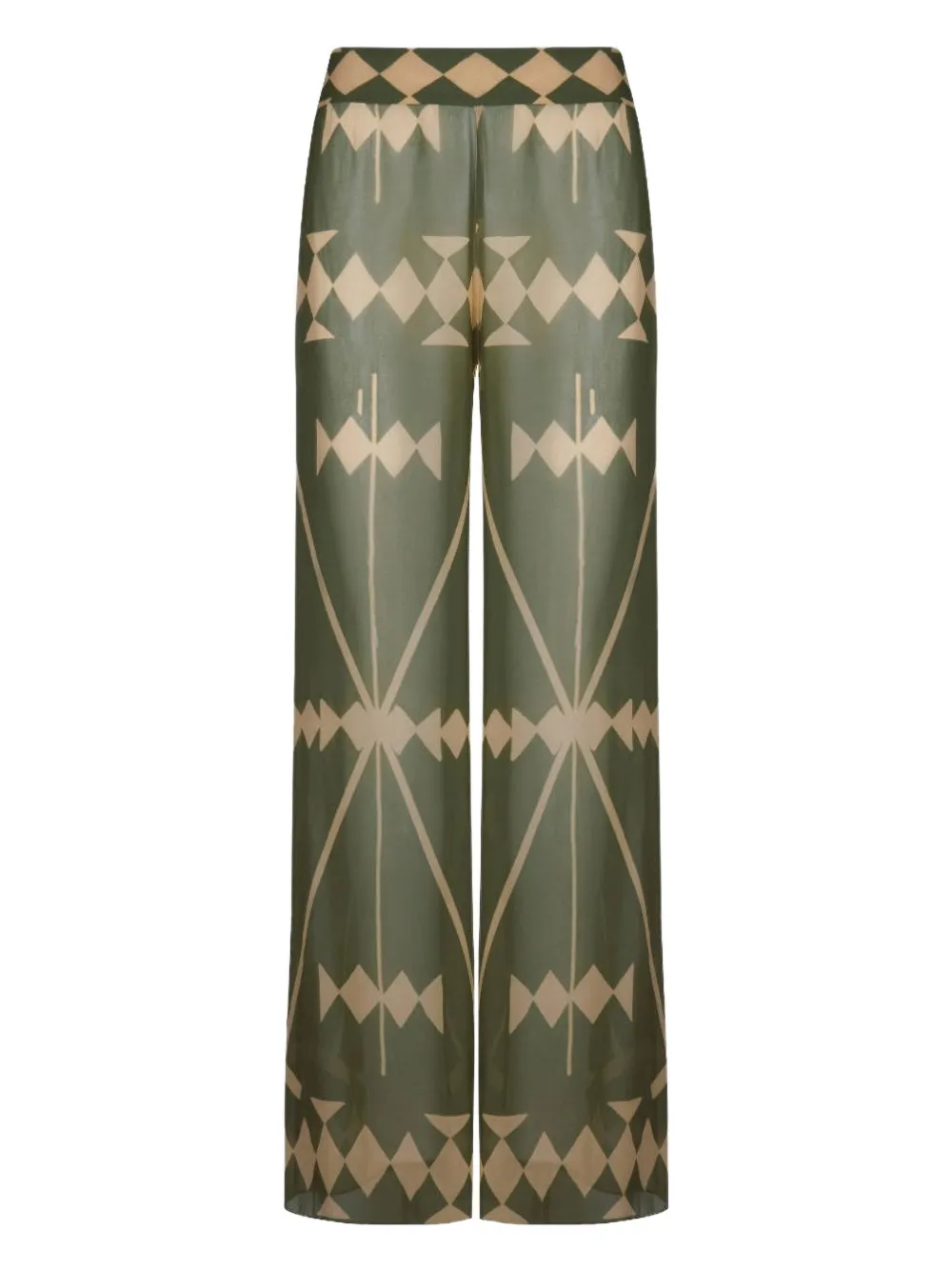 Johanna Ortiz Geometric-print Trousers In Green