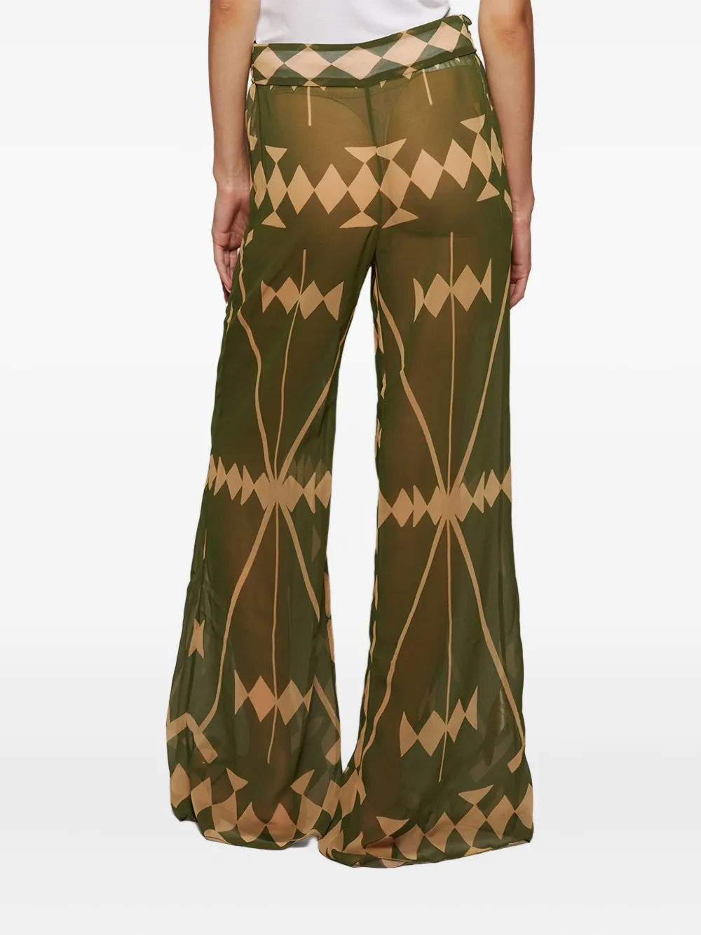 Johanna Ortiz Geometric-print Trousers In Green