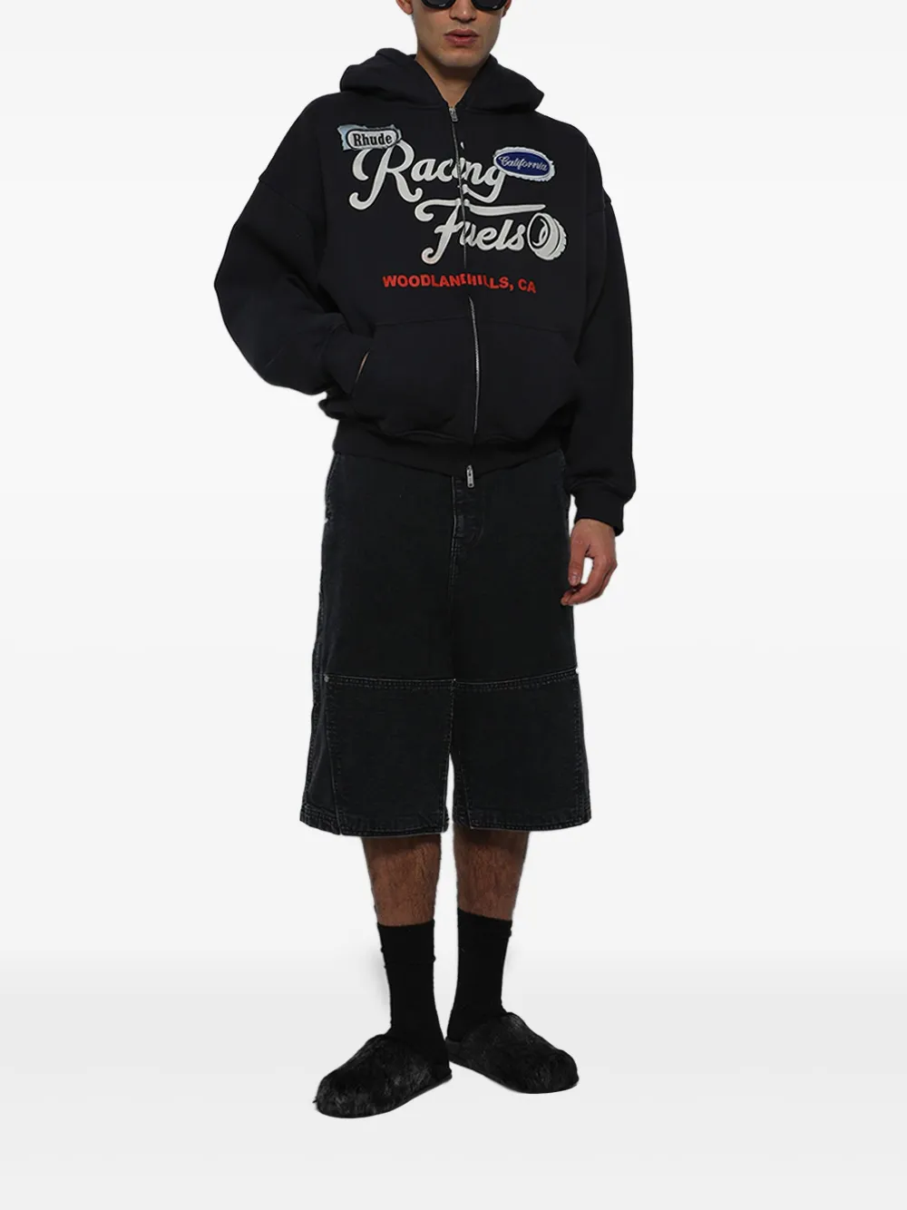 RHUDE Canvas shorts met wassing - Zwart