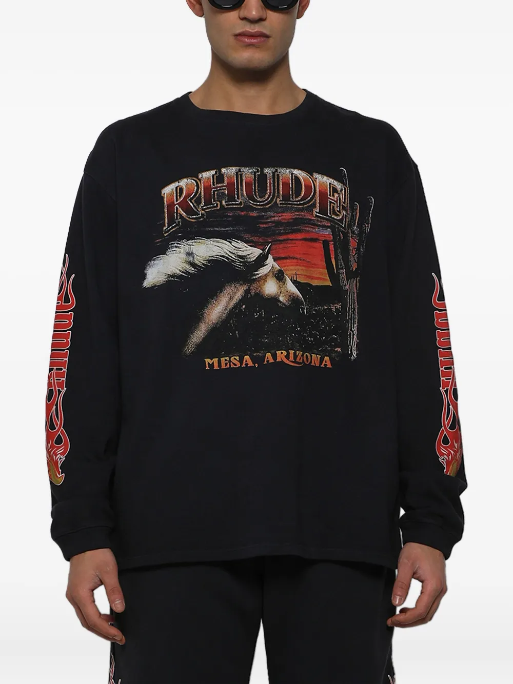 RHUDE Mesa Stallion T-shirt met lange mouwen Zwart
