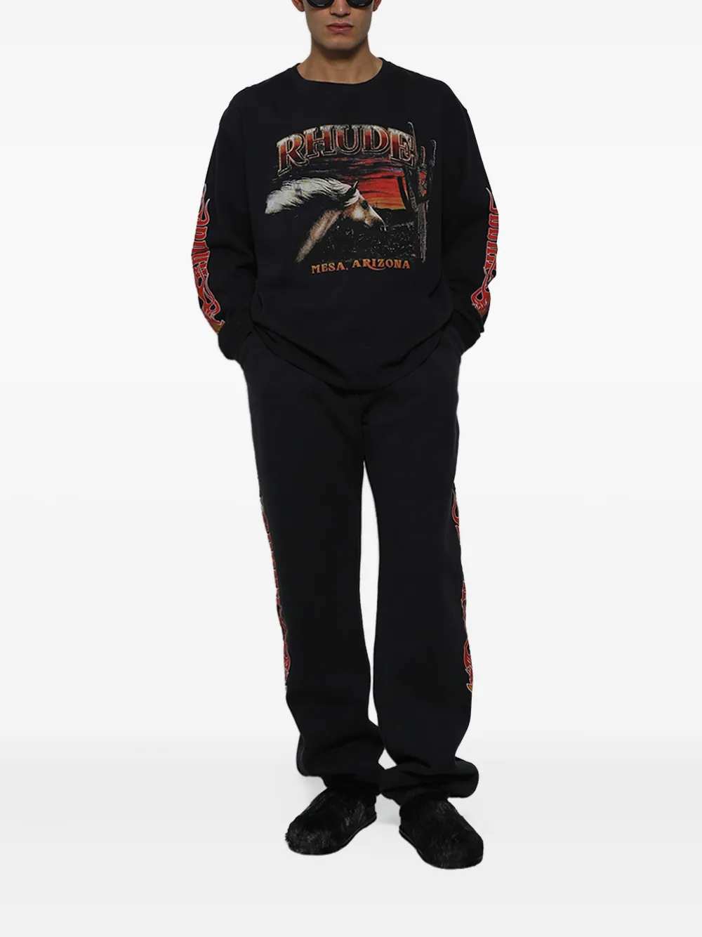 RHUDE Mesa Stallion T-shirt met lange mouwen - Zwart