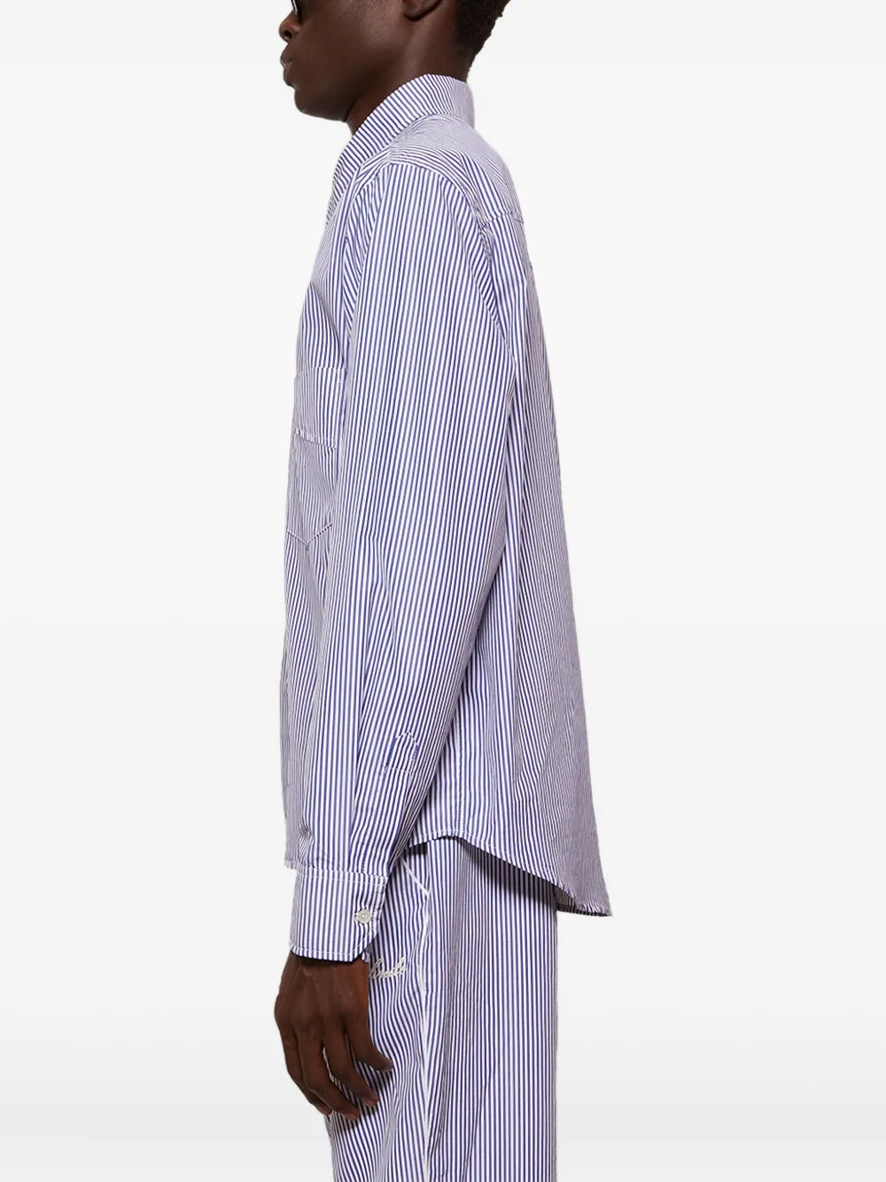RHUDE stripe-pattern logo-print shirt Blauw