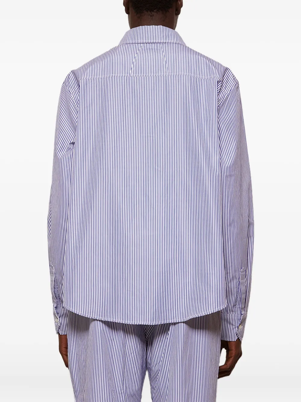 RHUDE stripe-pattern logo-print shirt Blauw