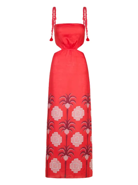 Johanna Ortiz cut-out palm-tree print dress
