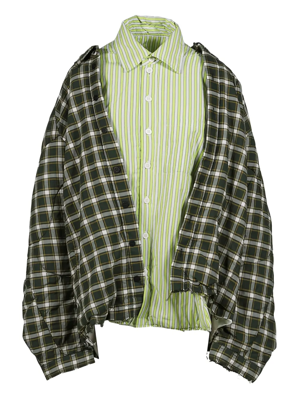 Natasha Zinko Pleated Moto Shirt In Green