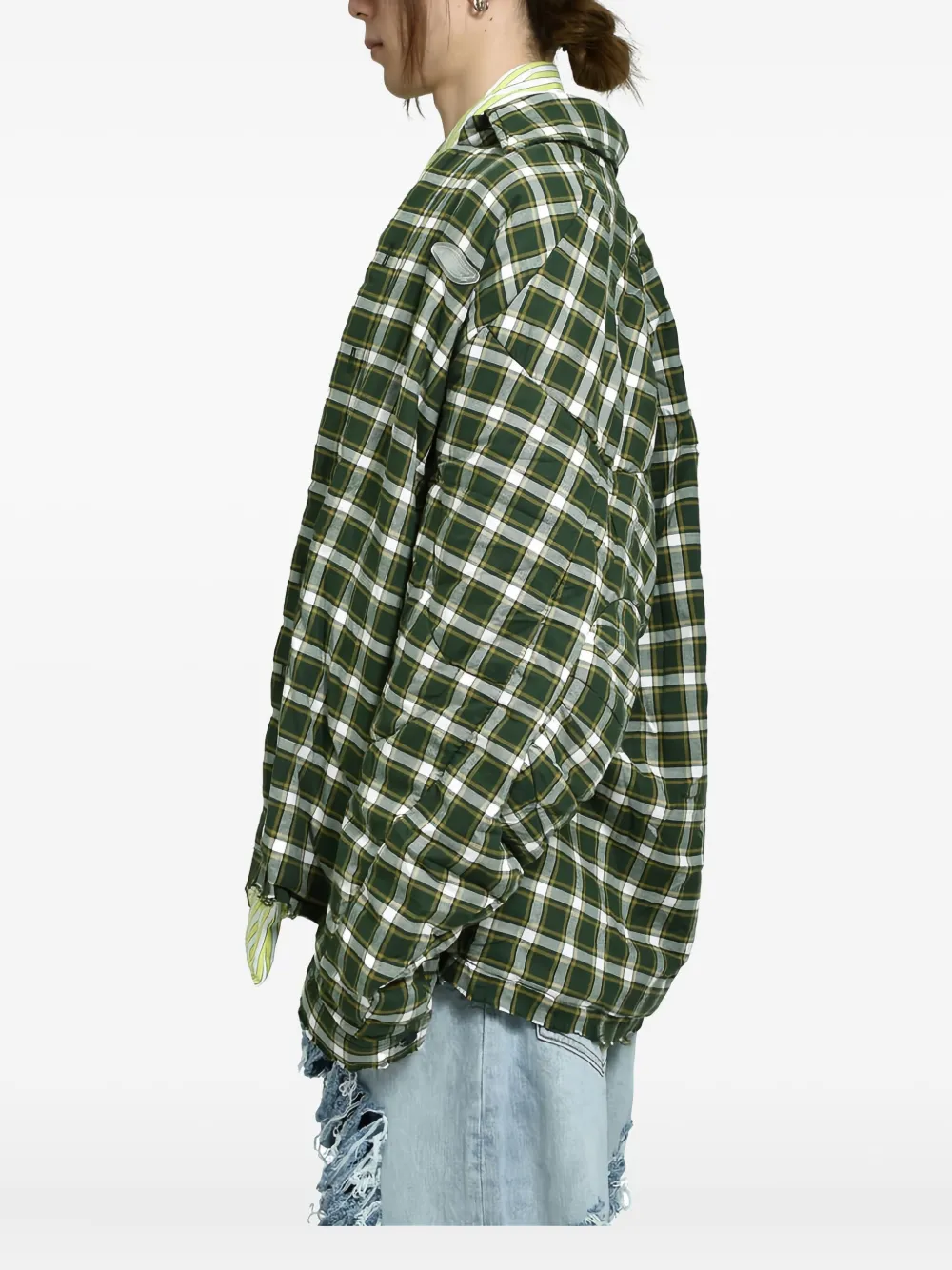 Natasha Zinko Pleated Moto Shirt In Green