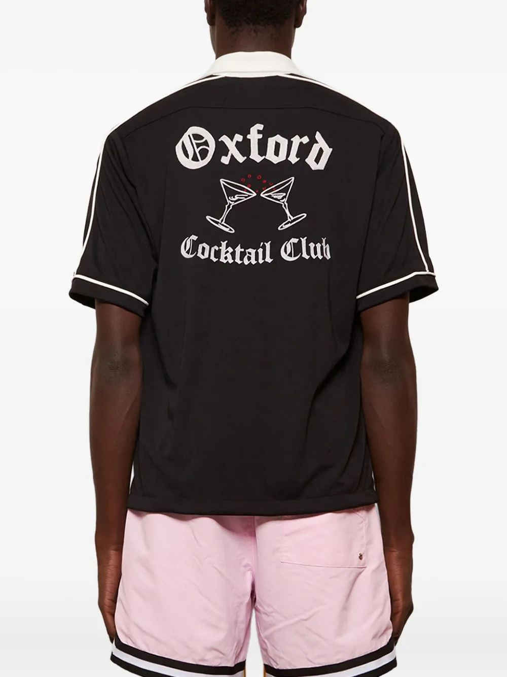 RHUDE Oxford Cocktail Club bowlingshirt Blauw