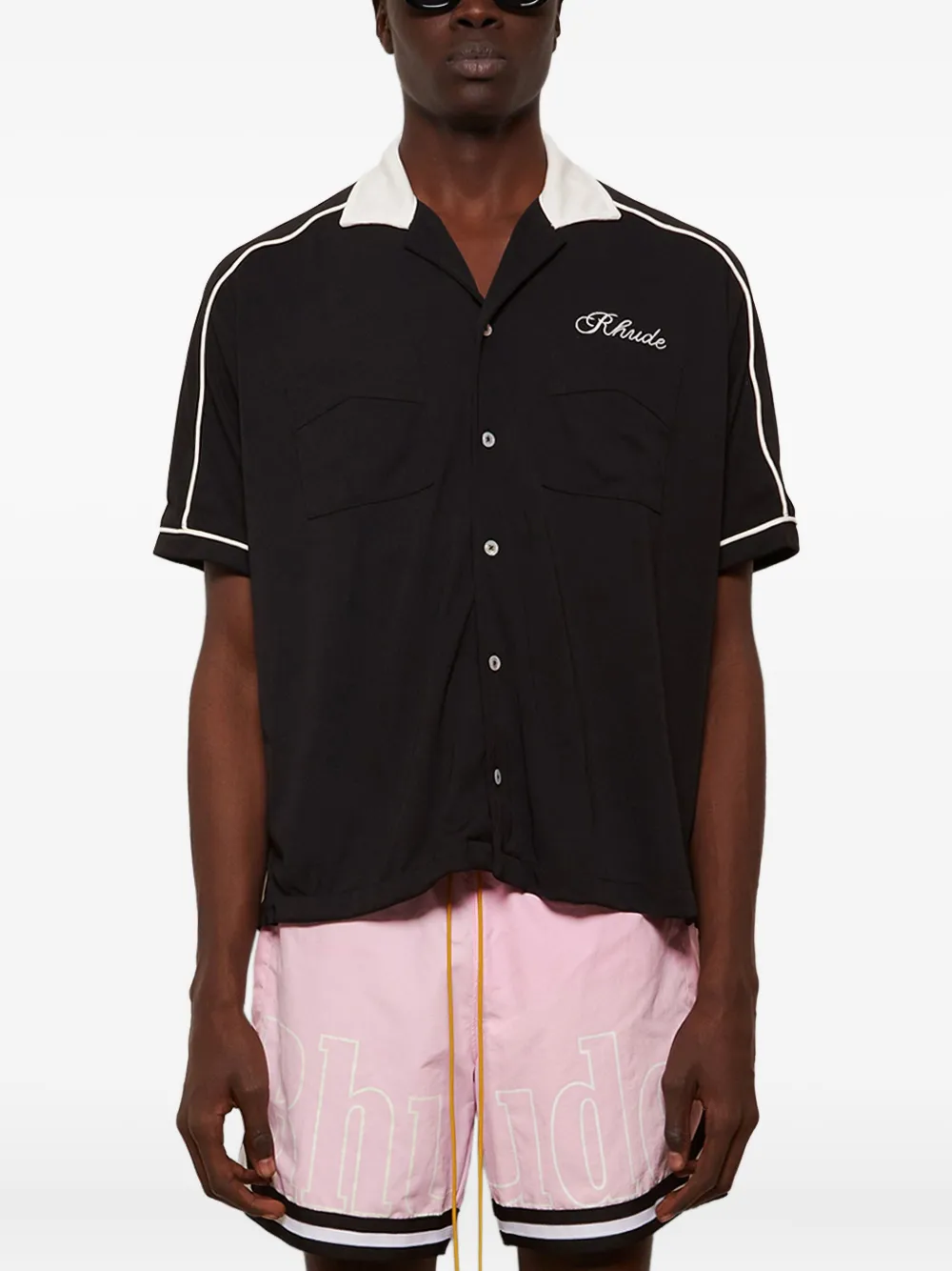 RHUDE Oxford Cocktail Club bowlingshirt Blauw