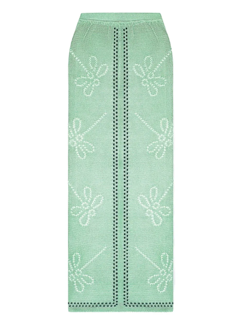 Calle Del Mar Garden Party Dragonfly-pattern Knitted Skirt In Green