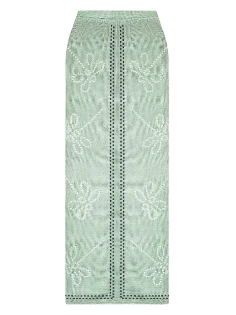 Calle Del Mar Garden Party dragonfly-pattern knitted skirt