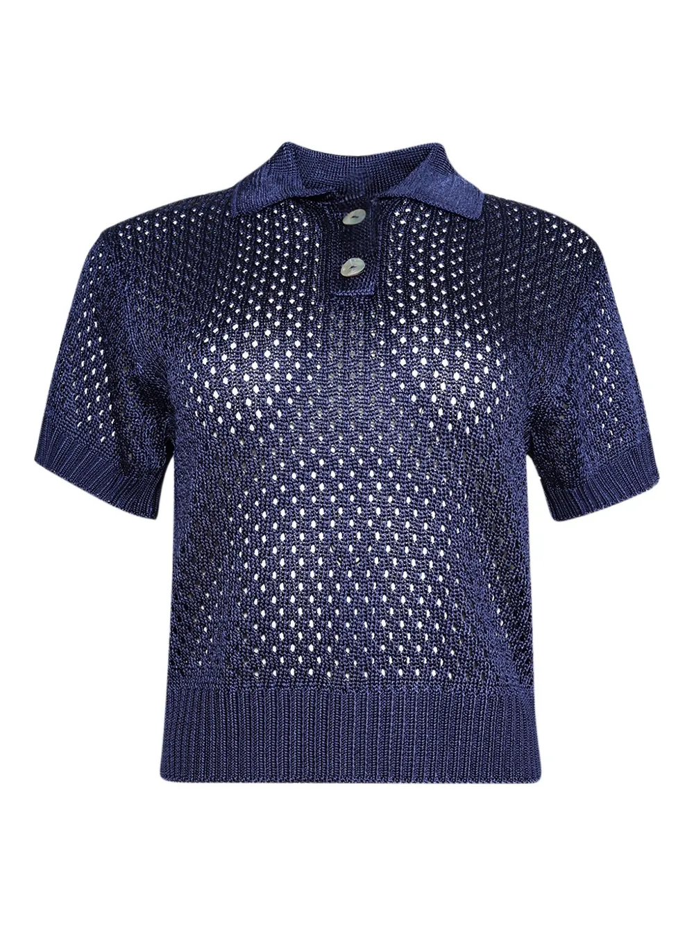 Calle Del Mar open-knit polo top | Blue | Image 1