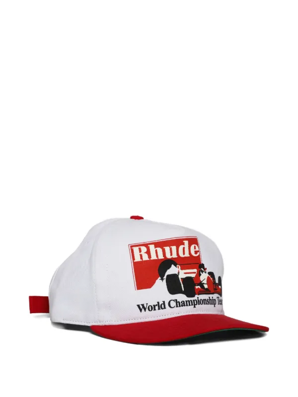 RHUDE racing-car Baseball Cap White FARFETCH TR