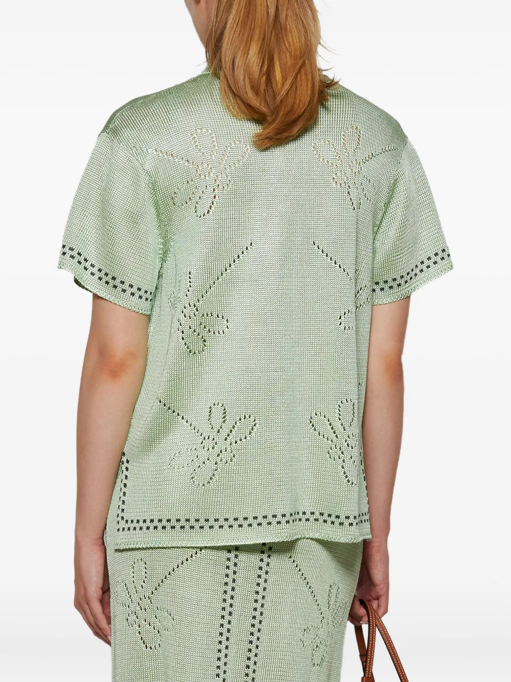 Calle Del Mar Garden Party Short-sleeve Knitted Shirt In Green