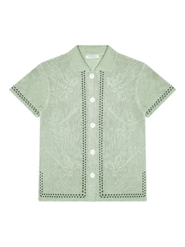 Calle Del Mar Garden Party Short-sleeve Knitted Shirt in Green