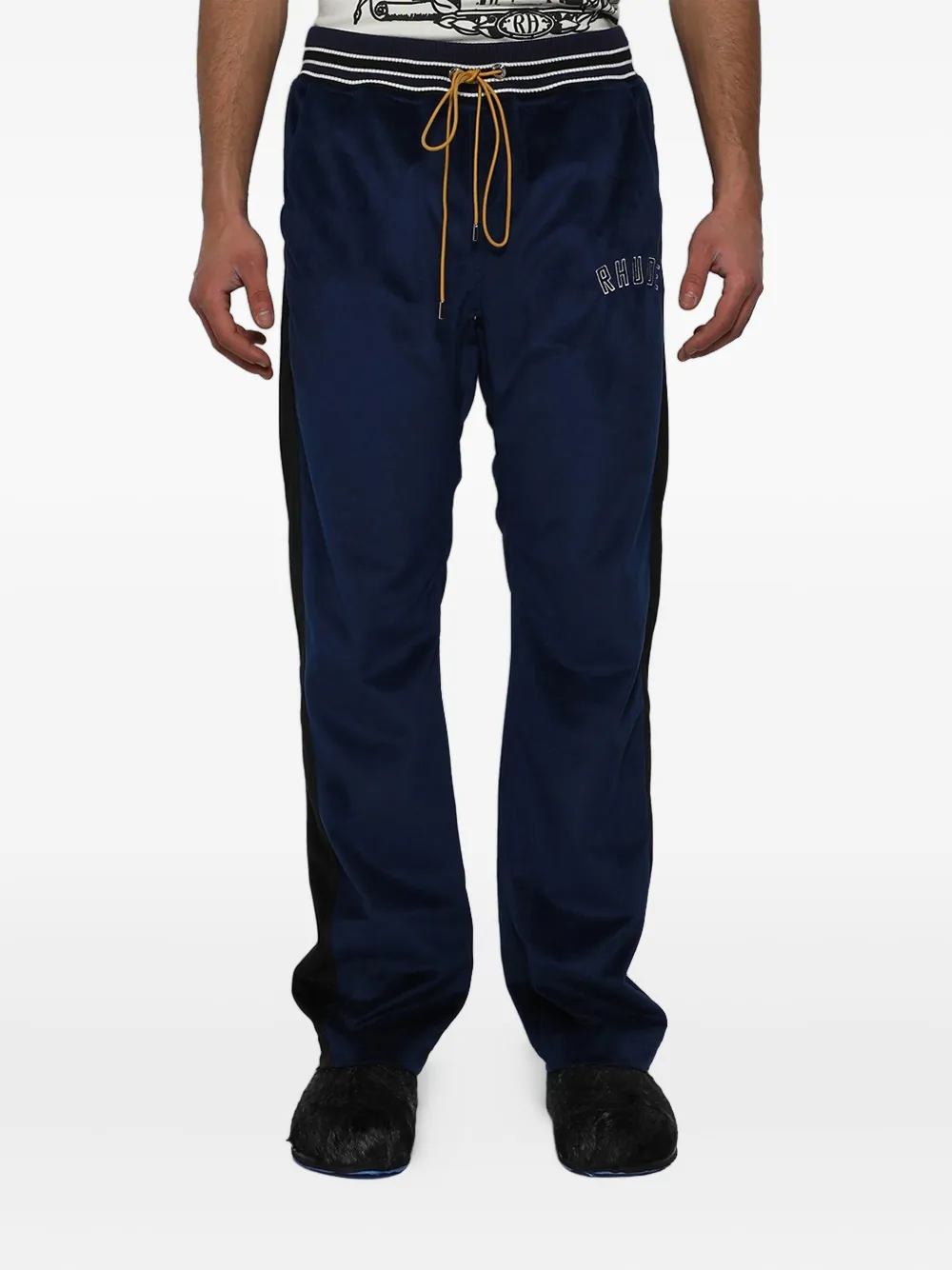 RHUDE Fluwelen trainingsbroek met streepdetail Blauw