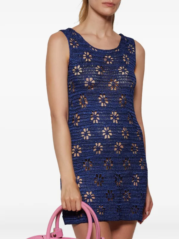 Calle Del Mar floral-crochet Mini Dress | Blue | FARFETCH