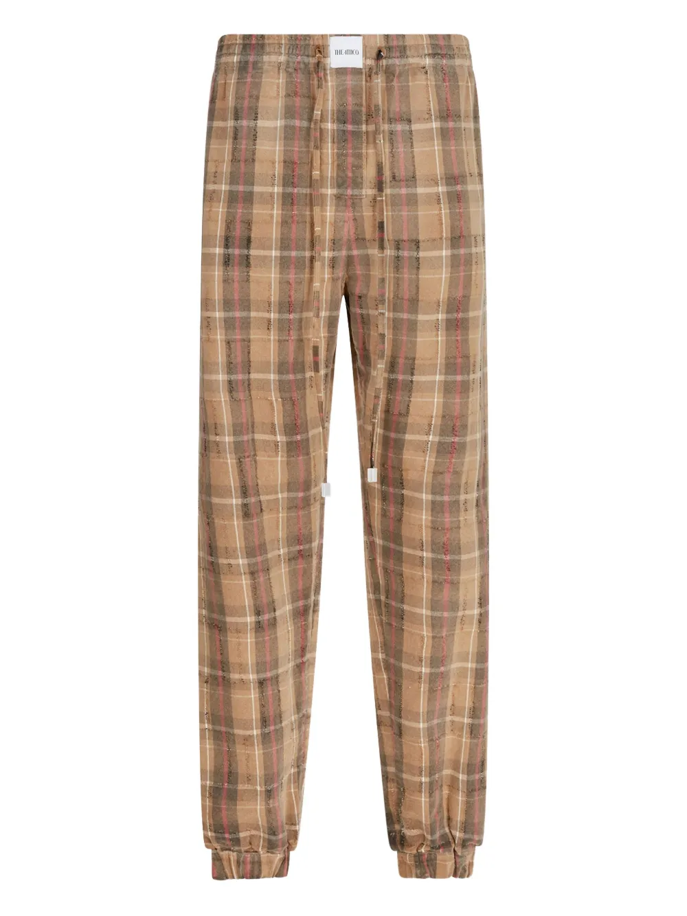 The Attico Plaid Drawstring Long Pant - Marrone
