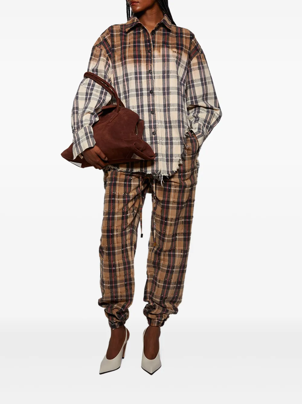 The Attico Plaid Drawstring Long Pant | Track Pants | Image 2