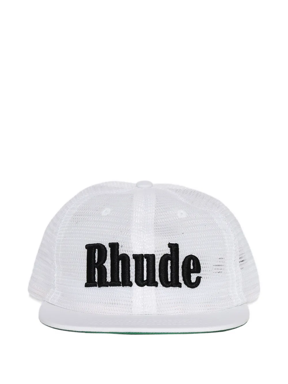 Rhude Logo Embroidered Mesh Snapback Baseball Cap In White