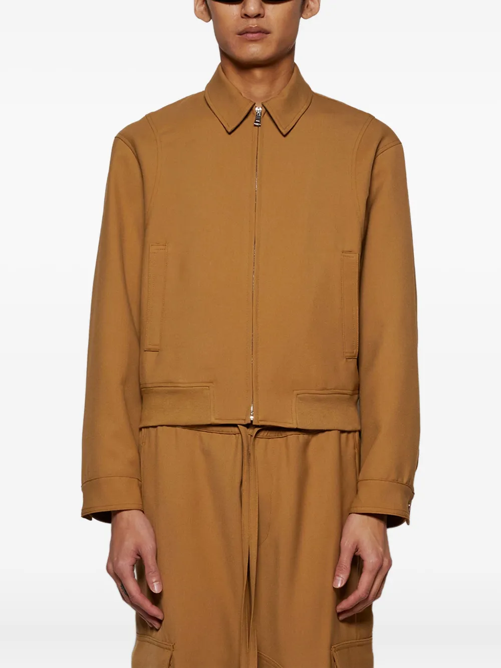Nahmias Zip-front Collared Jacket In Brown