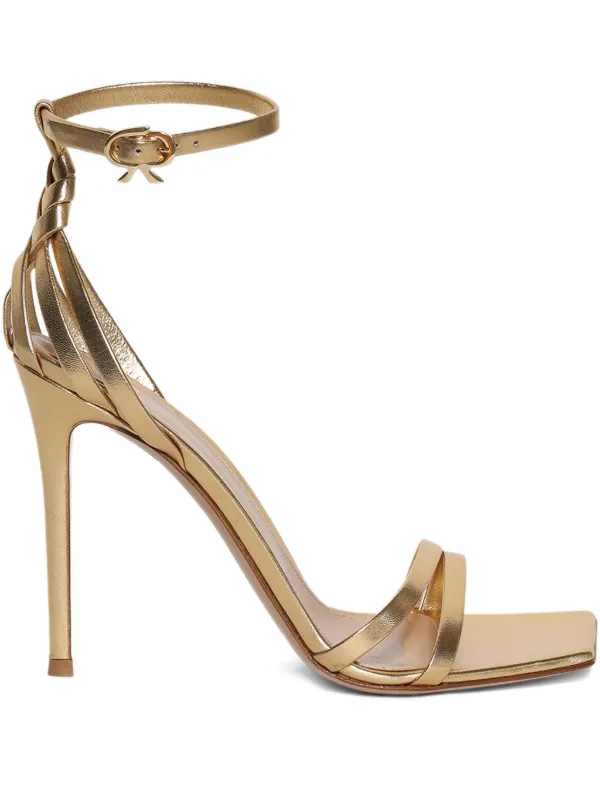 Gianvito Rossi 105mm Braided Ankle-strap Sandals in Gold