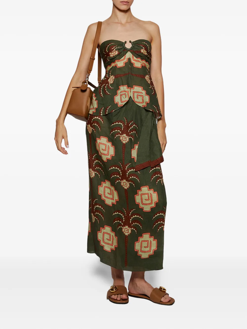 Johanna Ortiz Arkana strapless top met ringdetail - Groen