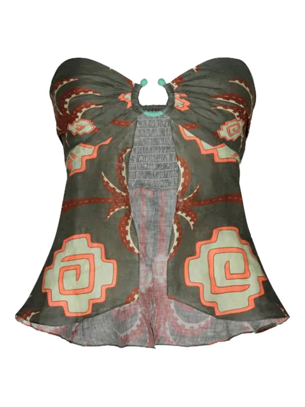 Johanna Ortiz Arkana Ring-detail Strapless Top In Multi