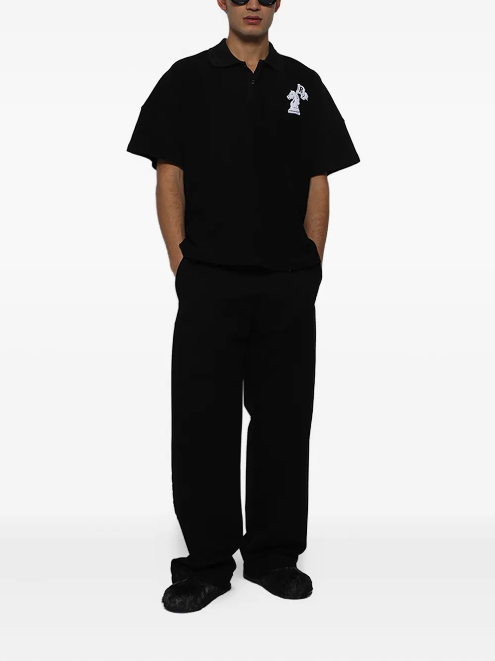 RHUDE Boxy poloshirt met logo - Zwart