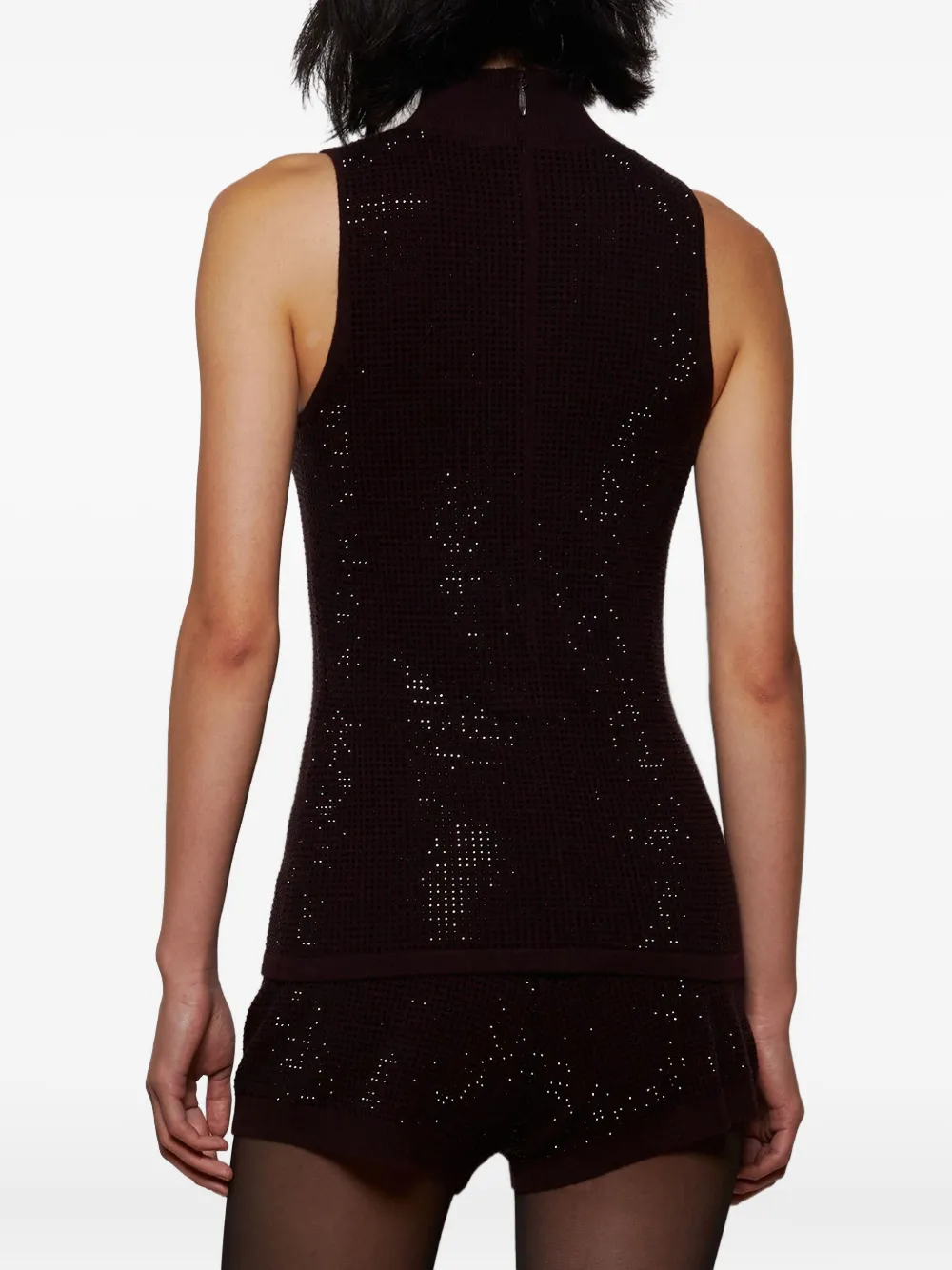 David Koma Rhinestone-embellished Top In Brown