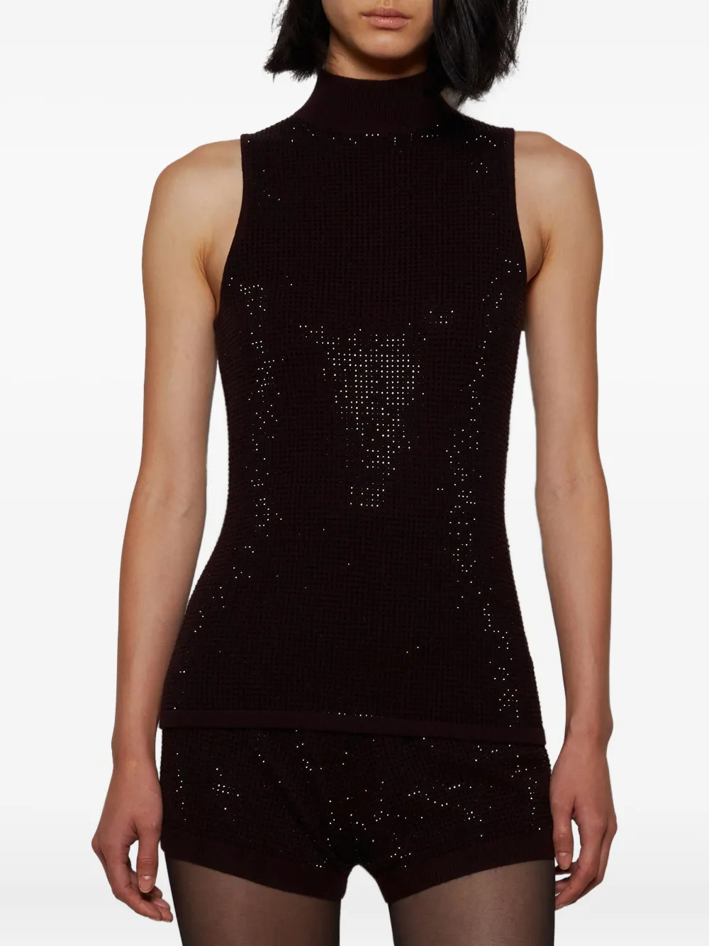 David Koma Rhinestone-embellished Top In Brown